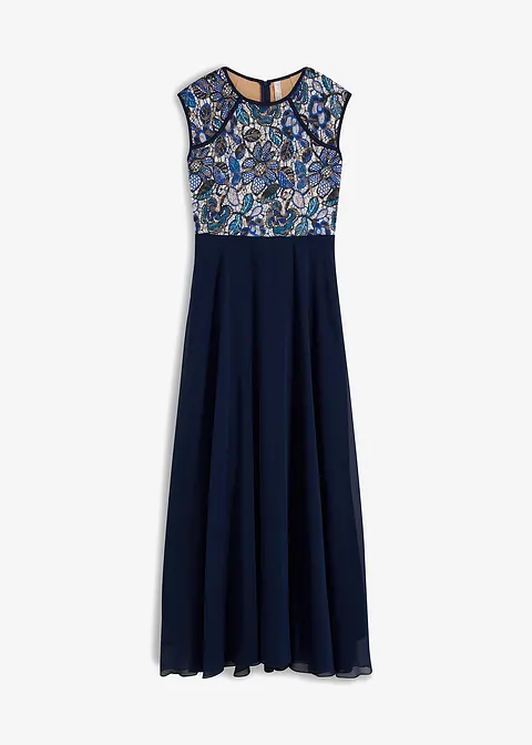 Abendkleid mit Spitze in blau von vorne - bonprix