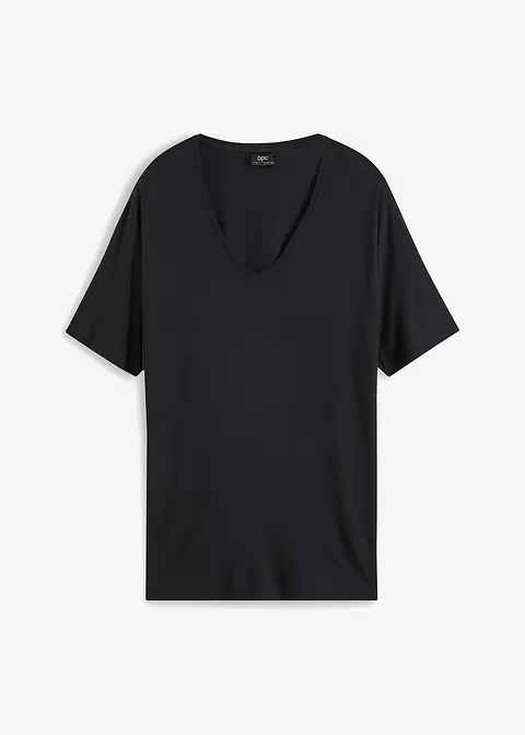 Long-Shirt aus nachhaltigem Viskose-Mix in schwarz von vorne - bonprix