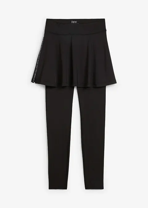 Sport-Leggings mit Rock, knöchelfrei in schwarz von vorne - bonprix