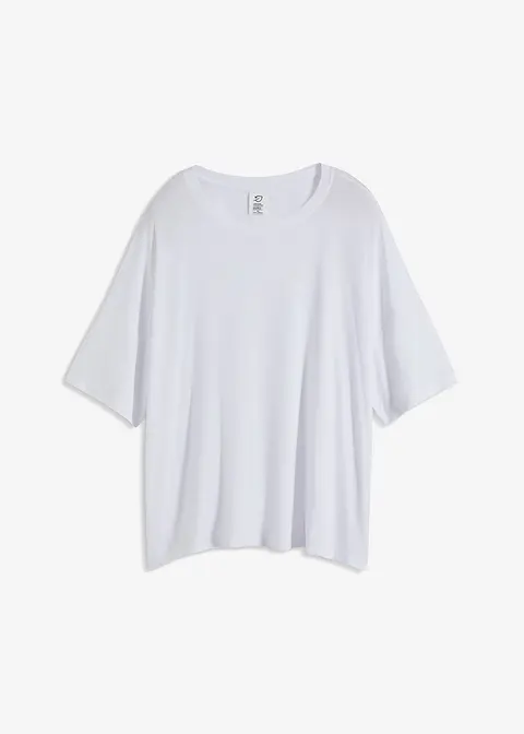 Oversize-Shirt aus fließender Viskose in weiß von vorne - bonprix