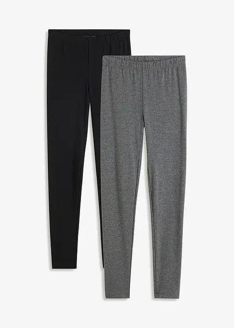Leggings (2er-Pack) in grau von vorne - bonprix