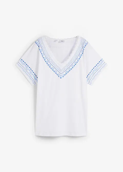 T-Shirt mit Bio-Baumwolle in weiß von vorne - bonprix