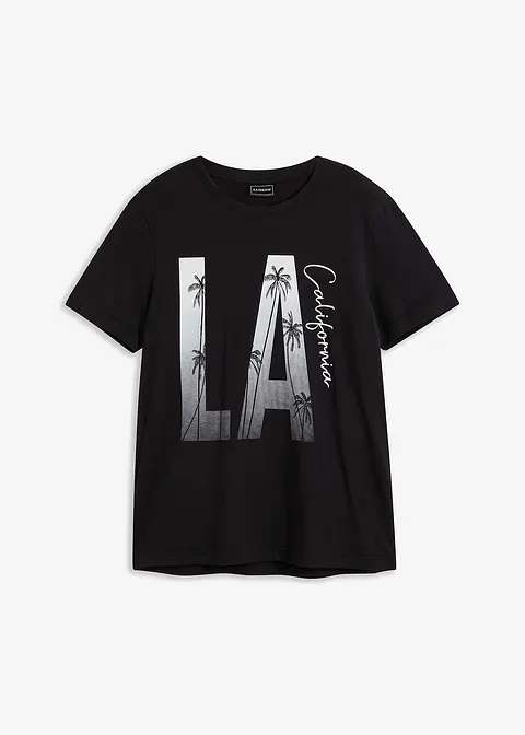 T-Shirt aus  reiner Bio-Baumwolle, Slim Fit in schwarz von vorne - bonprix