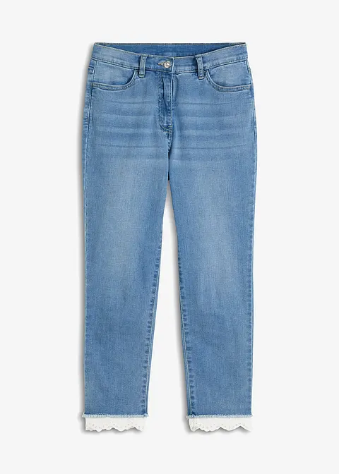 Stretch-Jeans mit Bordüre in blau von vorne - bonprix