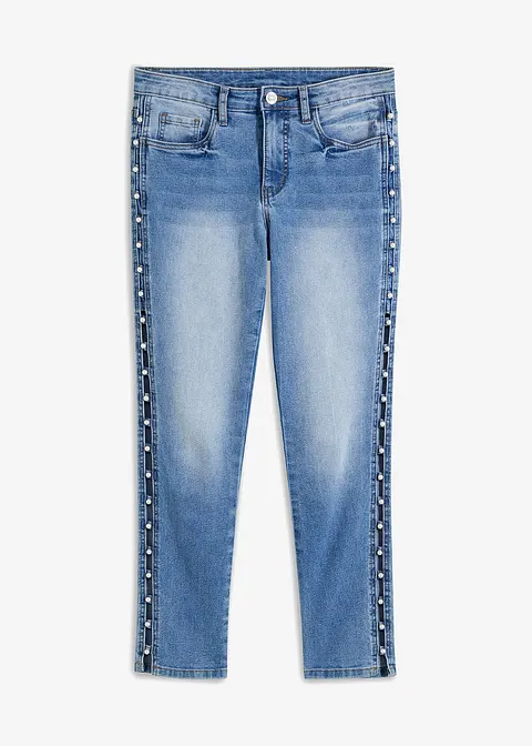 Skinny Jeans Mid Waist, Stretch in blau von vorne - bonprix