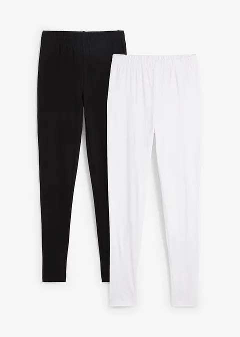 Leggings  mit reiner Bio-Baumwolle (2er Pack) in weiß von vorne - bonprix