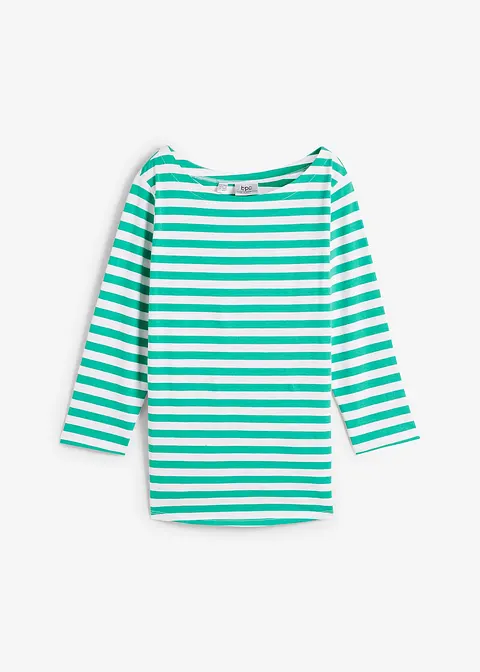 Shirt mit U-Boot-Ausschnitt in grün von vorne - bonprix