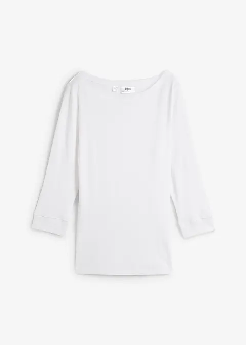 Langarmshirt aus reiner Bio-Baumwolle in weiß von vorne - bonprix