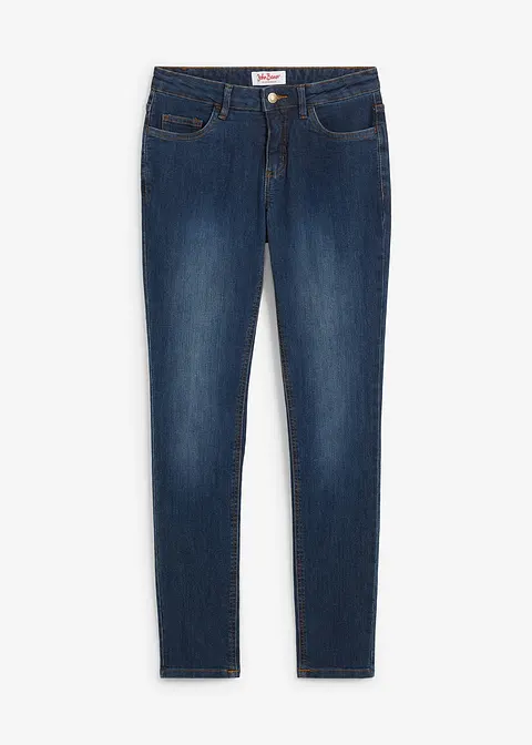 Skinny Jeans Mid Waist, Stretch in blau von vorne - bonprix