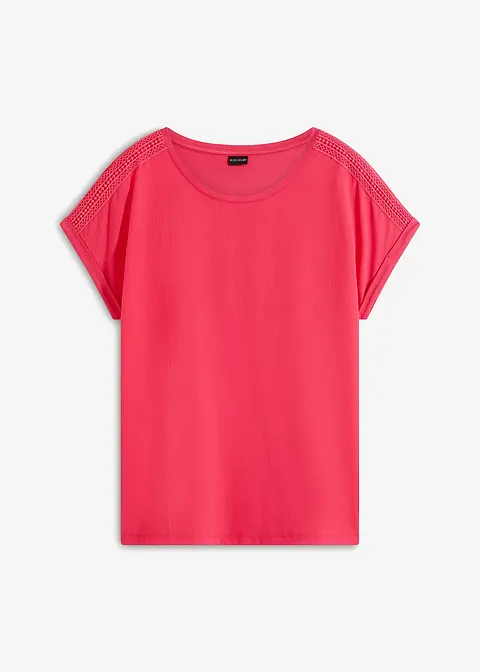 Shirt mit Spitze in pink von vorne - bonprix