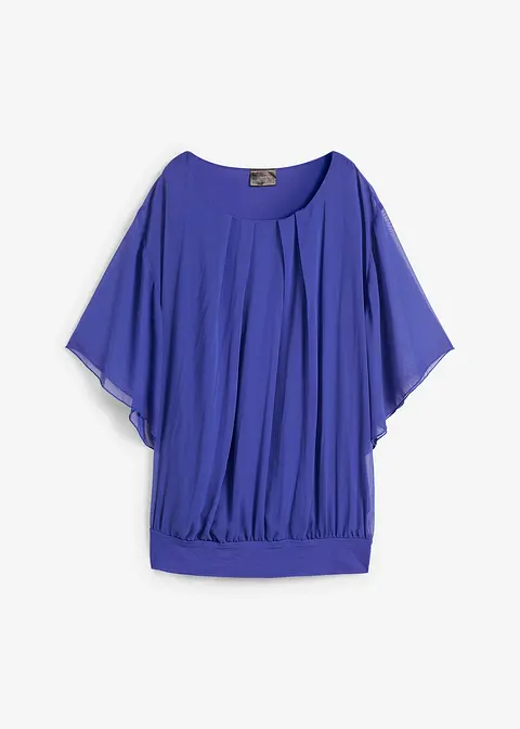 Chiffon Tunika mit Untertop in blau von vorne - bonprix