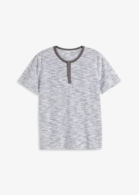 Henleyshirt, aus reiner Baumwolle, Kurzarm in grau von vorne - bonprix