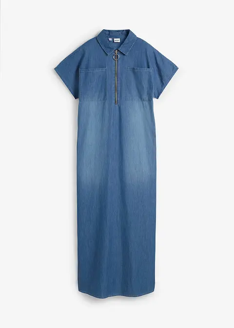 Maxi-Jeanskleid in blau von vorne - bonprix