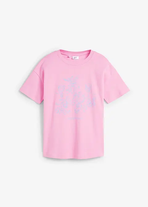 Oversized T-Shirt aus Bio-Baumwolle in rosa von vorne - bonprix