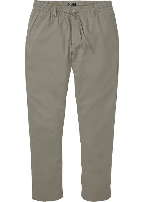 Regular Fit Chinohose mit Leinen, Straight in grau von vorne - bonprix