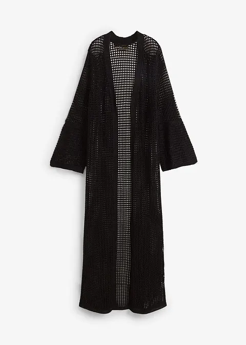 Longstrickjacke aus Viskose-Mix in schwarz von vorne - bonprix