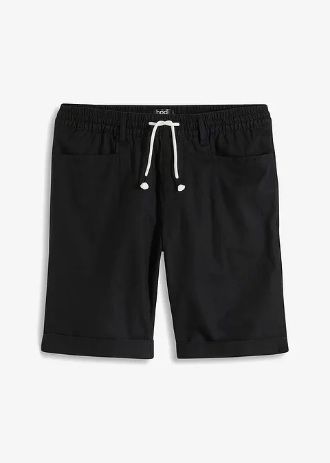 Regular Fit Schlupf-Bermuda aus Leinen-Mix in schwarz von vorne - bonprix