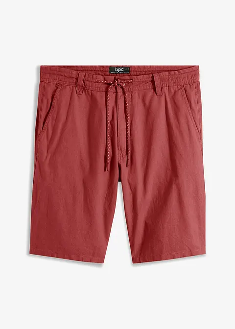 Chino-Bermuda mit Leinenanteil und Bindeband, Regular Fit in rot von vorne - bpc bonprix collection