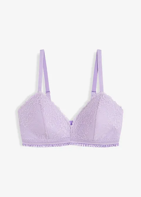 Bralette ohne Bügel mit Padding in lila von vorne - bonprix