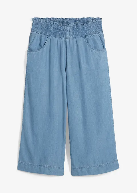 Culotte aus leichter, fließender Viskose- Tencel in blau von vorne - bonprix
