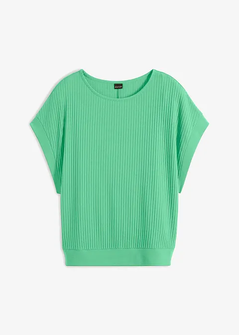 Rippshirt mit Fledermausärmeln in grün von vorne - bonprix