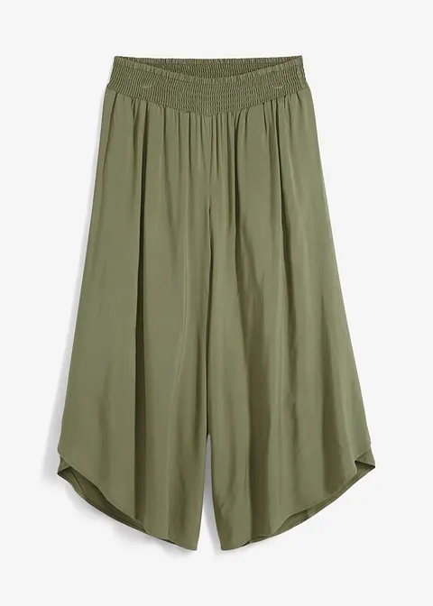 Wadenlange Culotte aus nachhaltiger Viskose in grün von vorne - bonprix