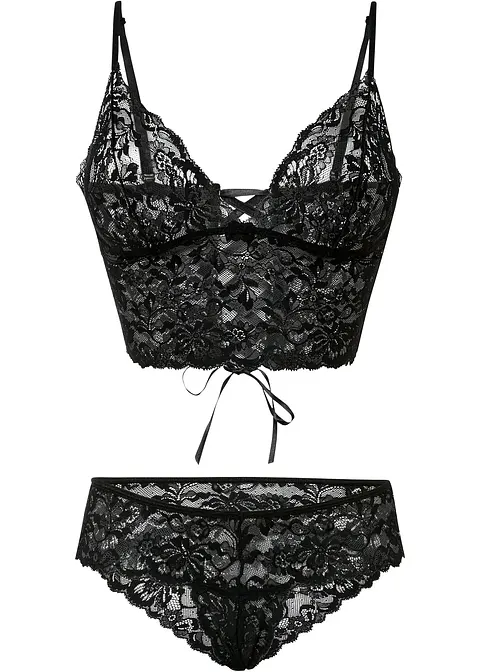 Bustier und String ouvert (2-tlg.Set) in schwarz von vorne - VENUS