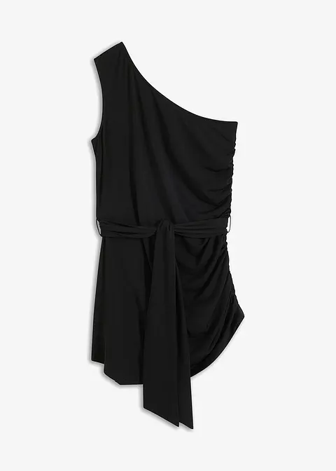 One-Shoulder-Shirt in schwarz von vorne - BODYFLIRT