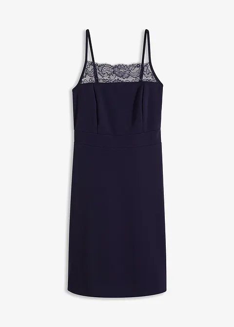 Kleid mit Spitze in blau von vorne - BODYFLIRT