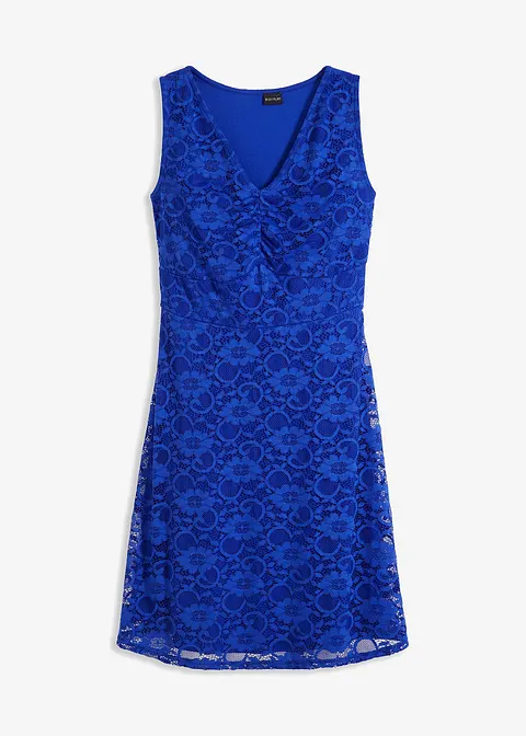 Spitzen-Kleid in blau von vorne - BODYFLIRT