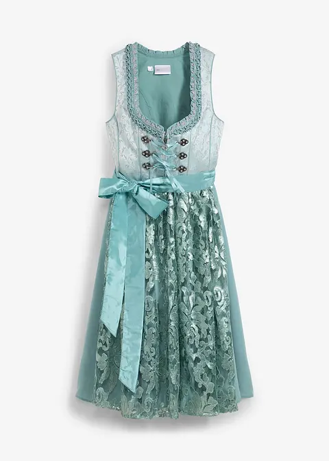 Dirndl mit Pailletten Schürze (2-tlg.Set) in blau von vorne - bonprix