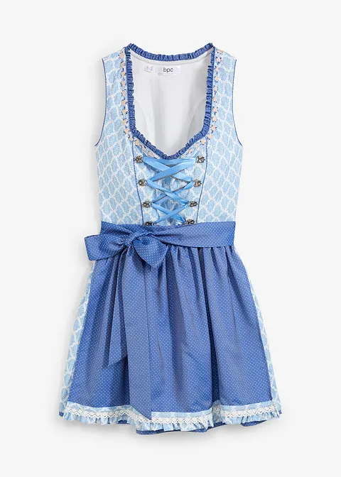 Dirndl mit Schürze, kniefrei (2-tlg. Set) in blau von vorne - bonprix