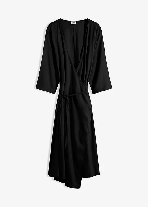 Midi-Kleid aus fließender Viskose in schwarz von vorne - bonprix