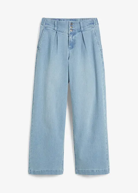 Wide-Leg-Jeans High Waist, Bequembund in blau von vorne - bonprix