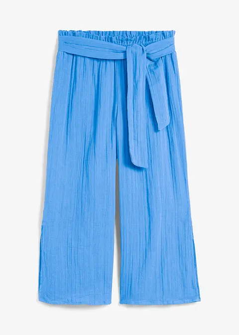Strand Musselin 3/4-Hose in blau von vorne - bonprix