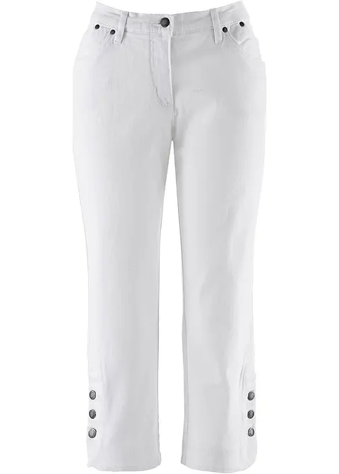 Capri Jeans Mid Waist in weiß von vorne - bonprix