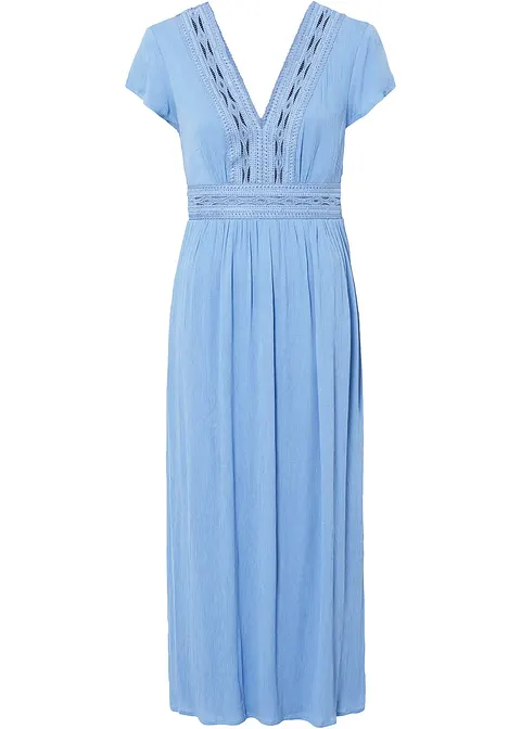 Sommer-Maxikleid mit Spitze in blau von vorne - bonprix