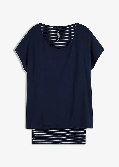 2-in-1-Shirt in blau von vorne - bonprix