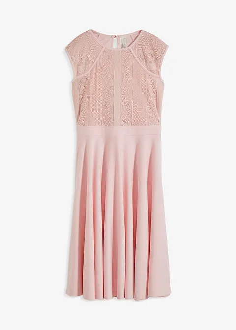 Midikleid mit Spitze in rosa von vorne - bonprix