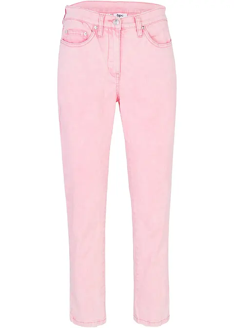 Verkürzte Twill-Hose im Used-Look in rosa von vorne - bonprix