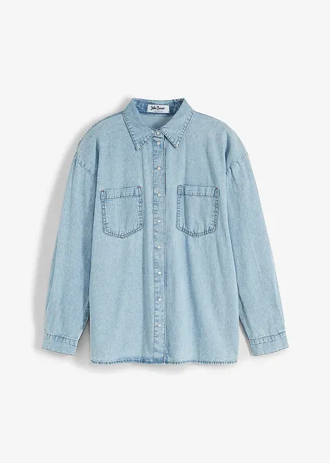 Jeanshemd, Oversized in blau von vorne - bonprix