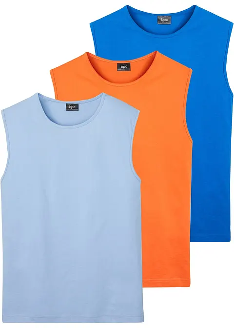 Muskelshirt (3er Pack) in orange von vorne - bonprix