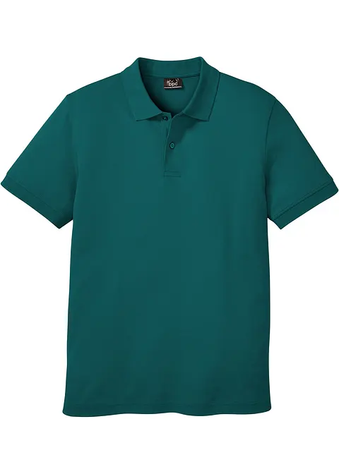 Piqué-Poloshirt aus reiner Bio-Baumwolle in petrol von vorne - bonprix