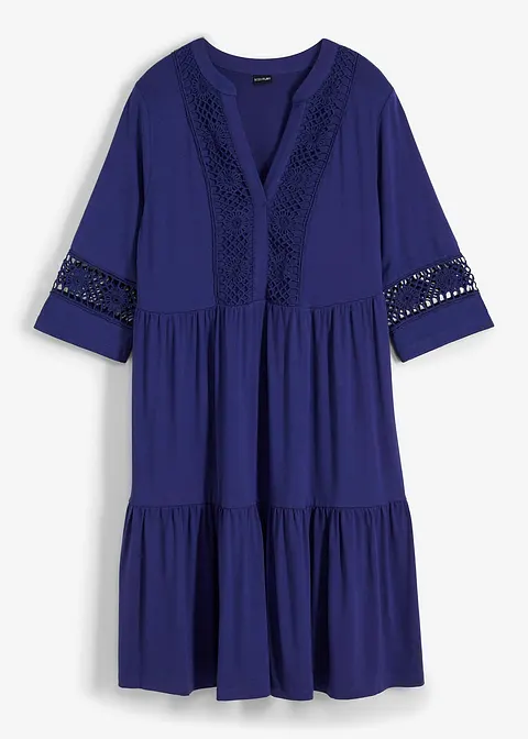 Tunika-Kleid mit Spitze in blau von vorne - bonprix