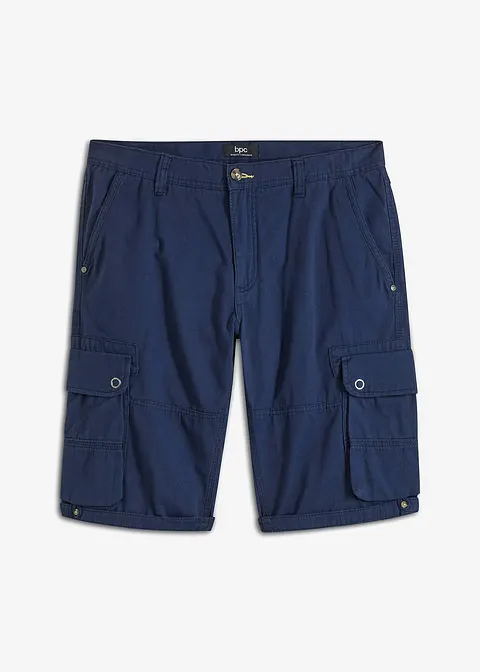 Cargo-Bermuda aus reiner Baumwolle, Regular Fit in blau von vorne - bonprix