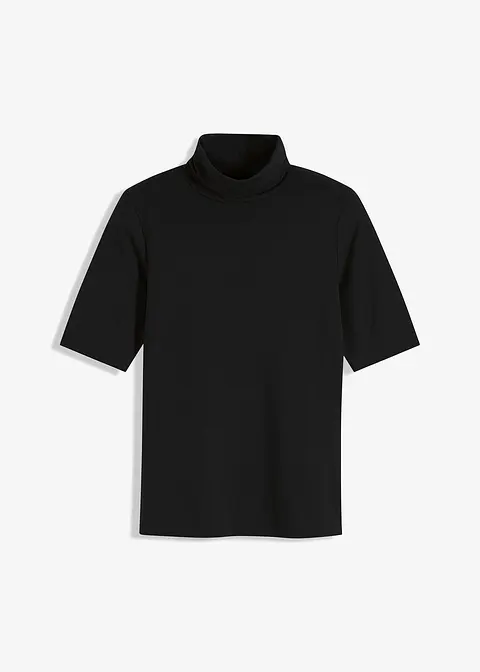 Shirt mit Rollkragen in schwarz von vorne - bonprix