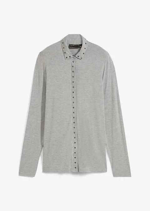 Shirtbluse mit Nieten in grau von vorne - bonprix