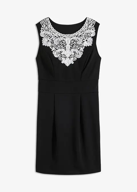 Kleid mit Spitze in schwarz von vorne - bonprix