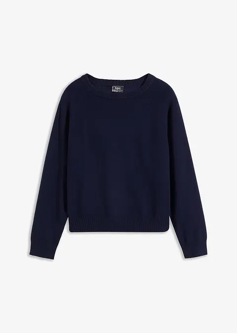 Strick-Pullover in blau von vorne - bonprix