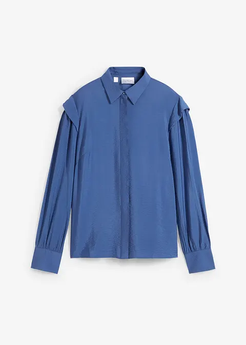 Bluse aus fließendem Viskose-Mix in blau von vorne - bonprix